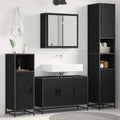 Badezimmermöbel-Set 4 pcs Schwarz Eichen-Optik Holzwerkstoff