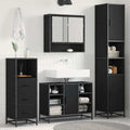 Badezimmermöbel-Set 3 pcs Schwarz Eichen-Optik Holzwerkstoff