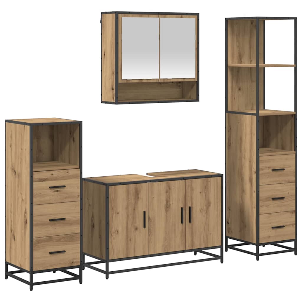 Badezimmermöbel-Set mit Regal 4 pcs Artisan-Eiche Holzwerkstoff