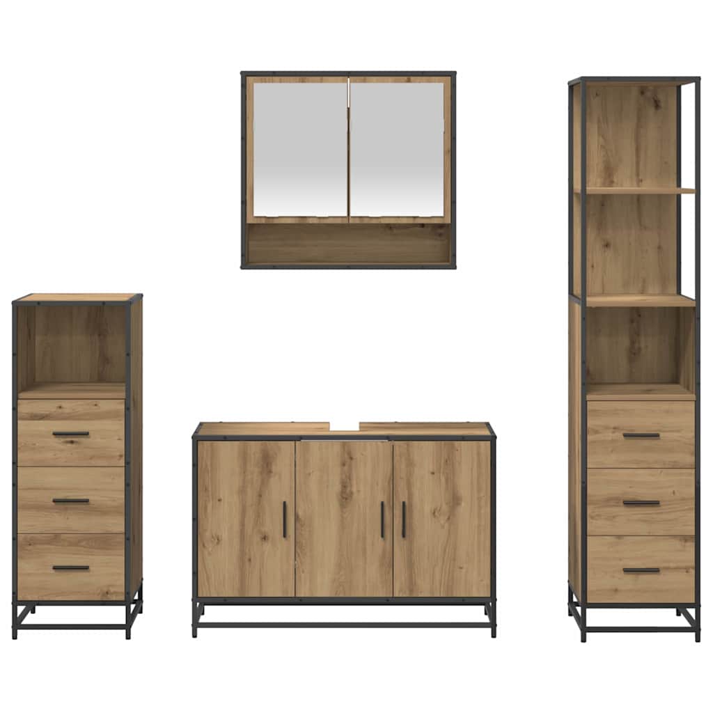 Badezimmermöbel-Set mit Regal 4 pcs Artisan-Eiche Holzwerkstoff