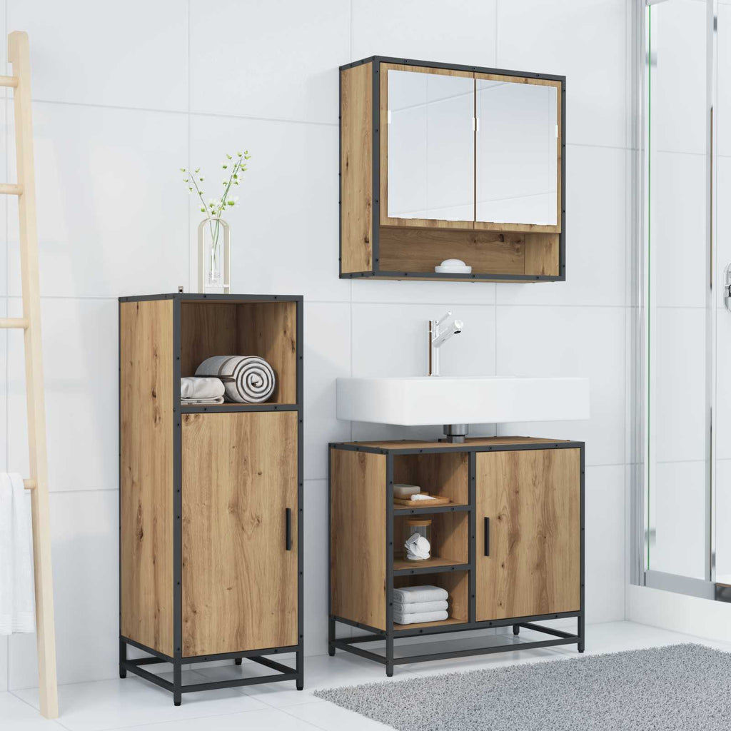 Badezimmermöbel-Set mit Regal 3 pcs Artisan-Eiche Holzwerkstoff
