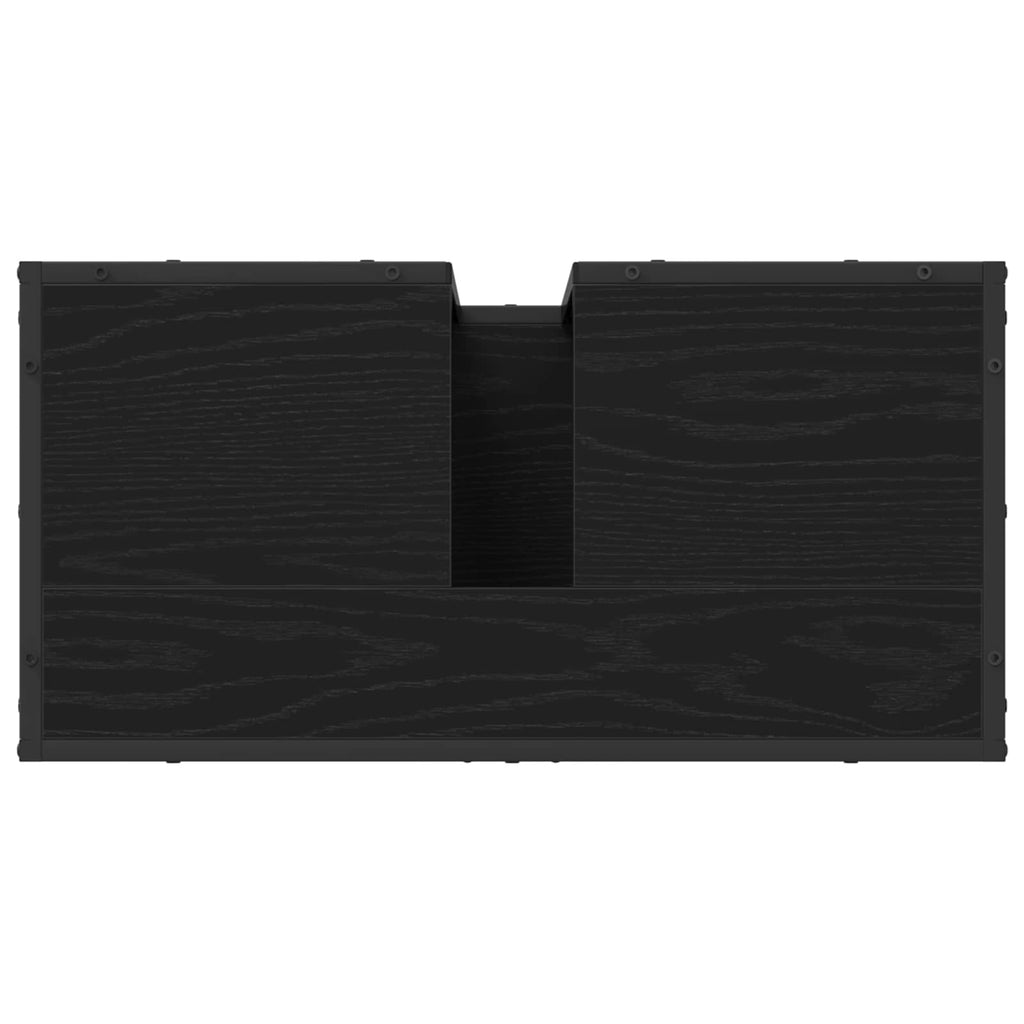 Badezimmermöbel-Set 2 pcs Schwarz Eichen-Optik Holzwerkstoff