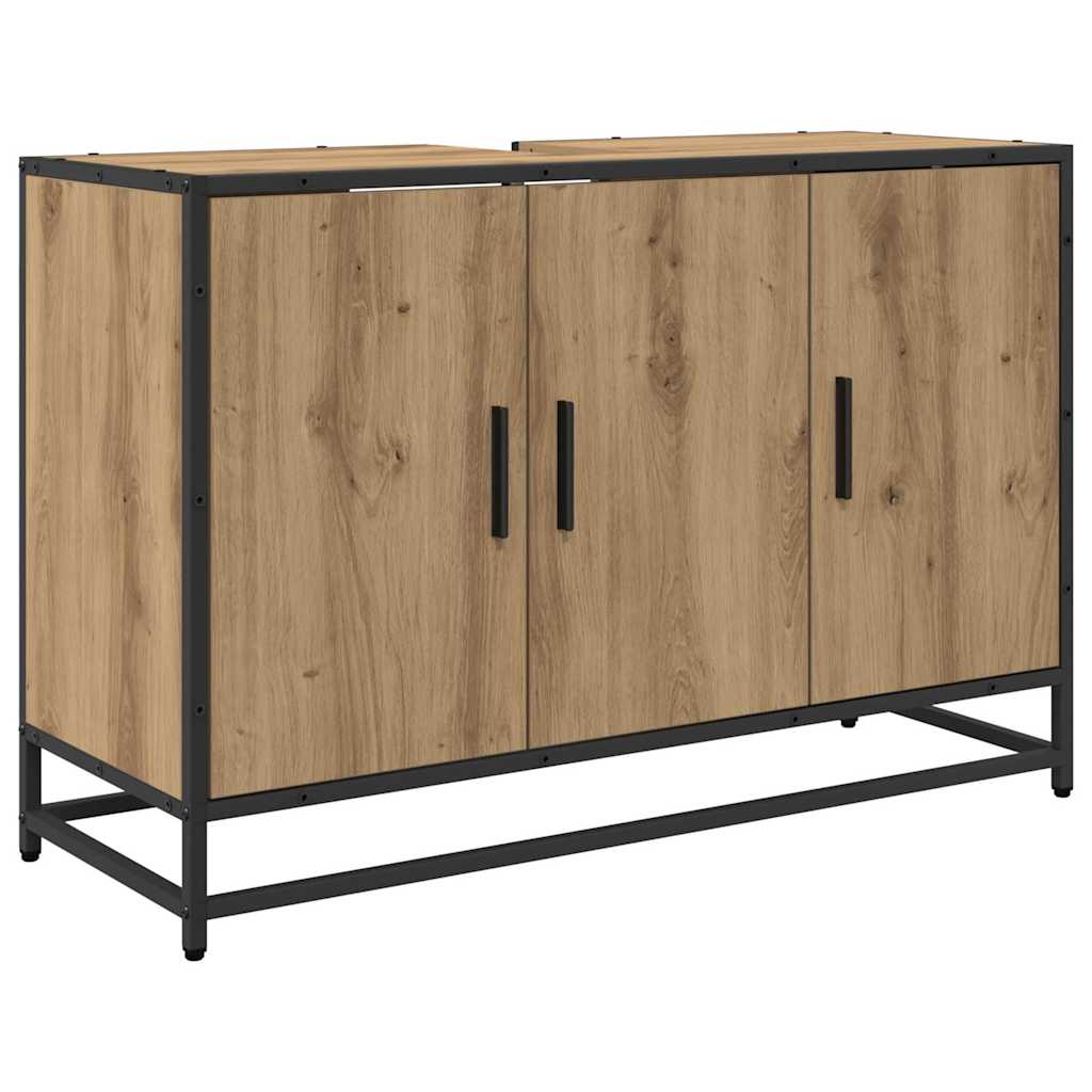 Badezimmermöbel-Set mit Regal 3 pcs Artisan-Eiche Holzwerkstoff