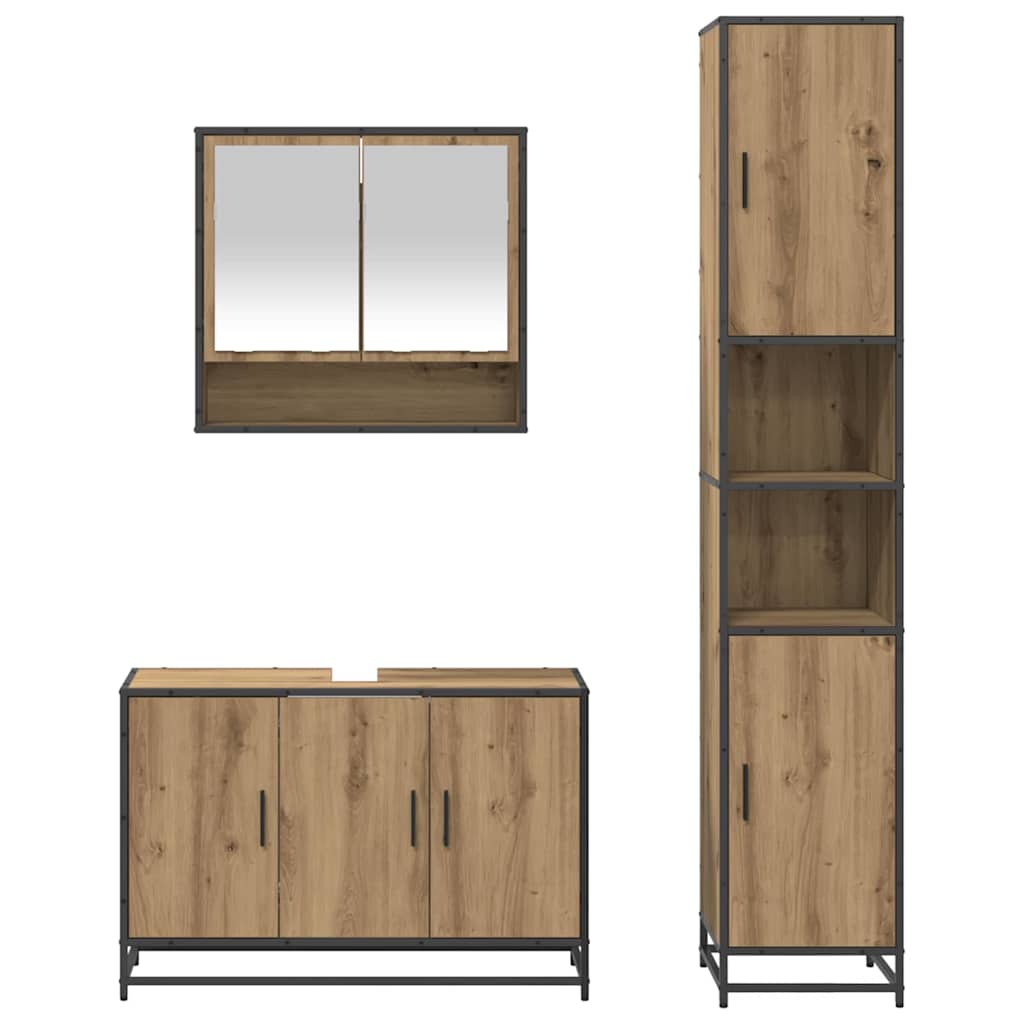 Badezimmermöbel-Set mit Regal 3 pcs Artisan-Eiche Holzwerkstoff