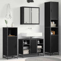 Badezimmermöbel-Set 4 pcs Schwarz Eichen-Optik Holzwerkstoff