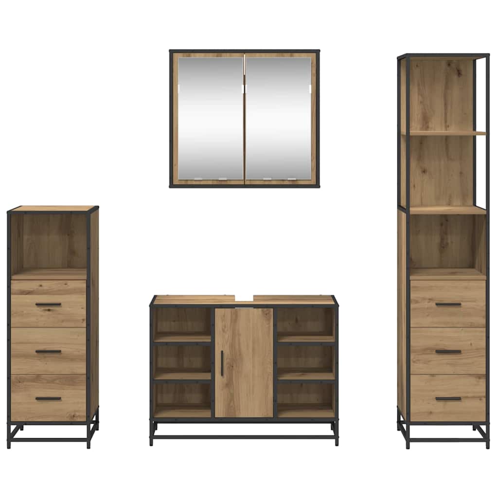 Badezimmermöbel-Set mit Regal 4 pcs Artisan-Eiche Holzwerkstoff