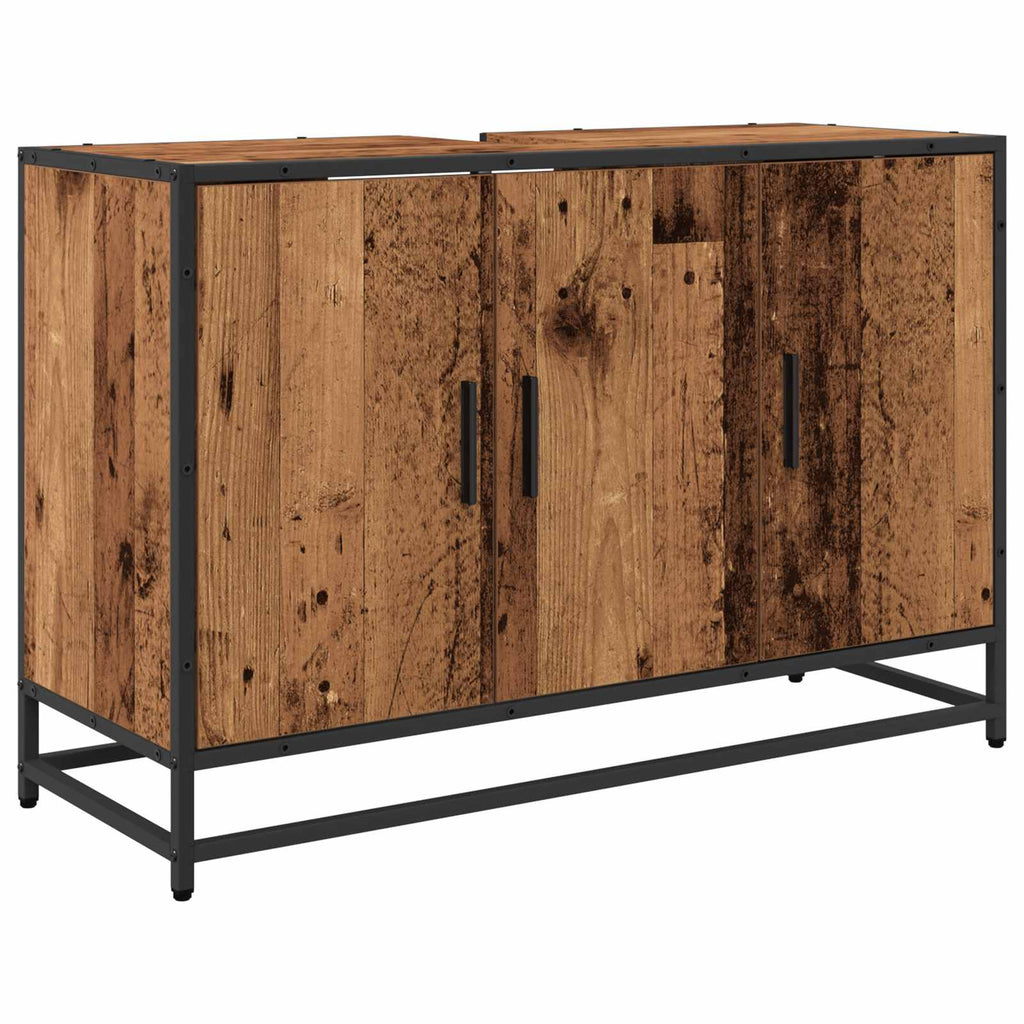 Badezimmermöbel-Set mit Regal 2 pcs Altholz Holzwerkstoff