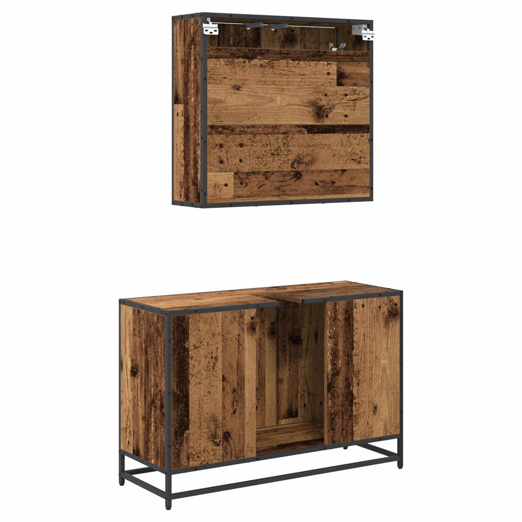 Badezimmermöbel-Set mit Regal 2 pcs Altholz Holzwerkstoff
