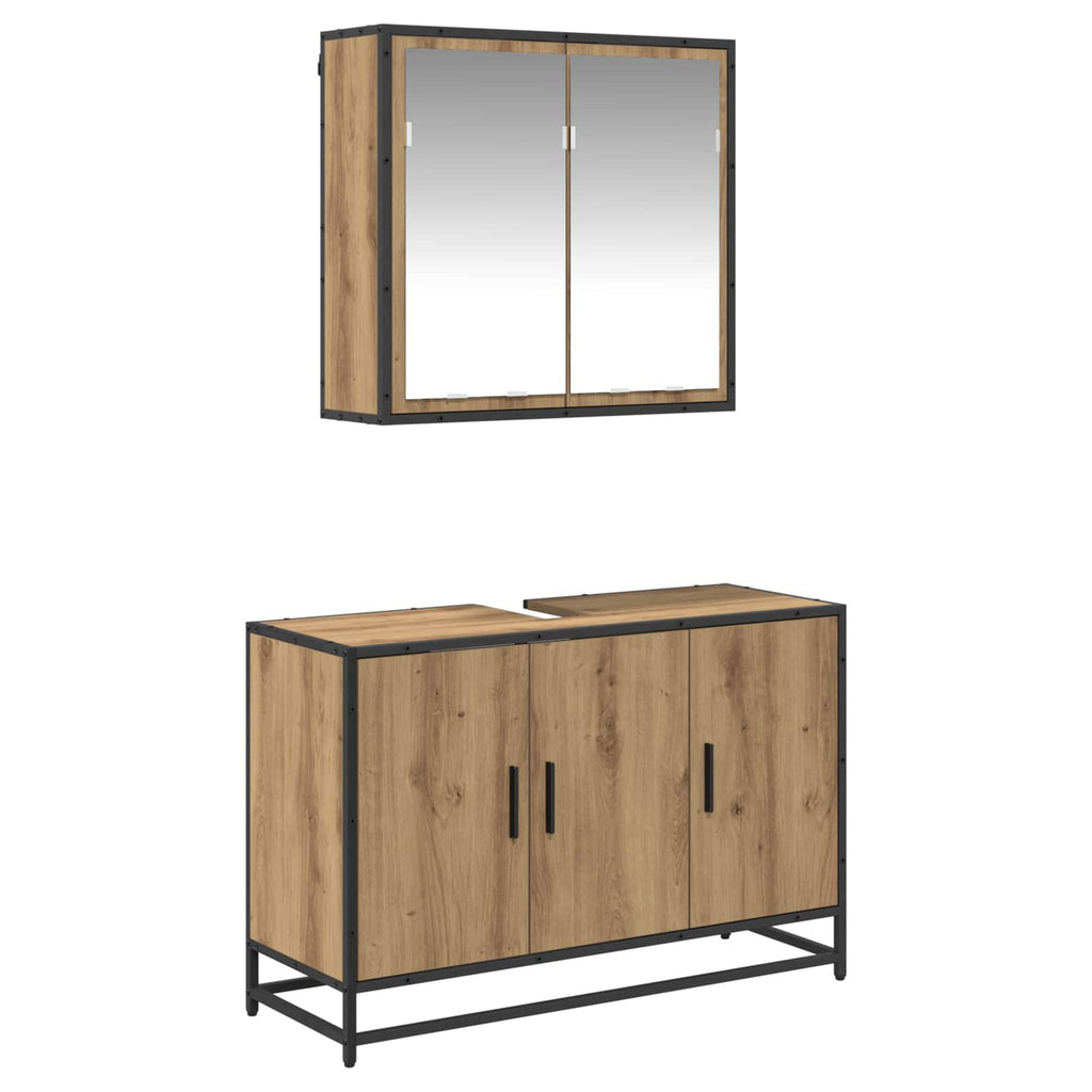 Badezimmermöbel-Set mit Regal 2 pcs Artisan-Eiche Holzwerkstoff