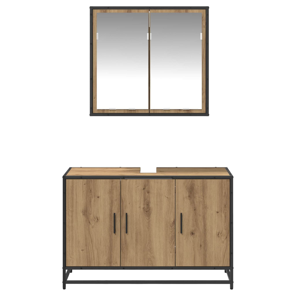 Badezimmermöbel-Set mit Regal 2 pcs Artisan-Eiche Holzwerkstoff