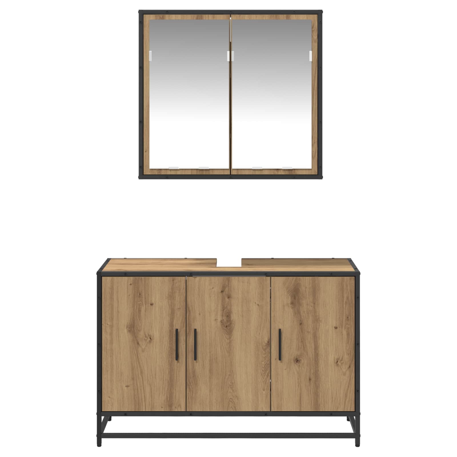 Badezimmermöbel-Set mit Regal 2 pcs Artisan-Eiche Holzwerkstoff