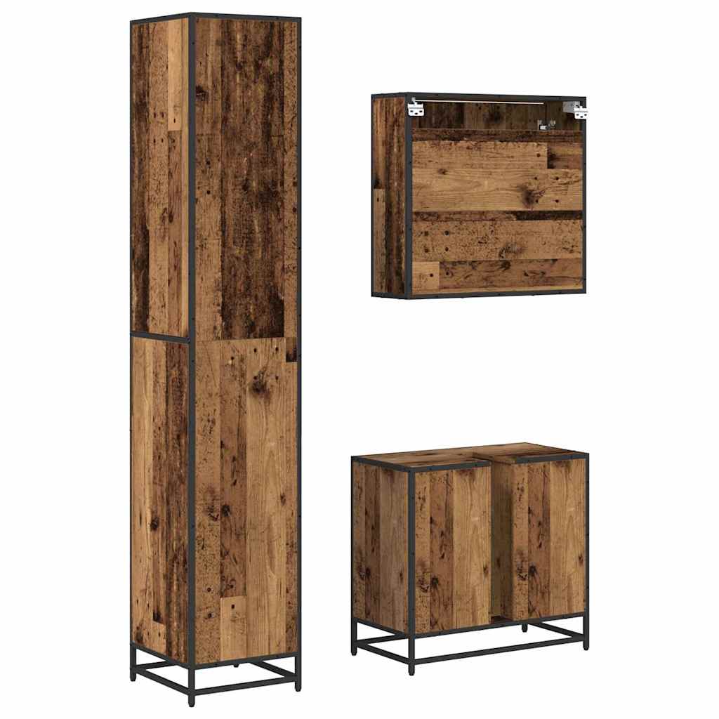 Badezimmermöbel-Set mit Regal 3 pcs Altholz Holzwerkstoff