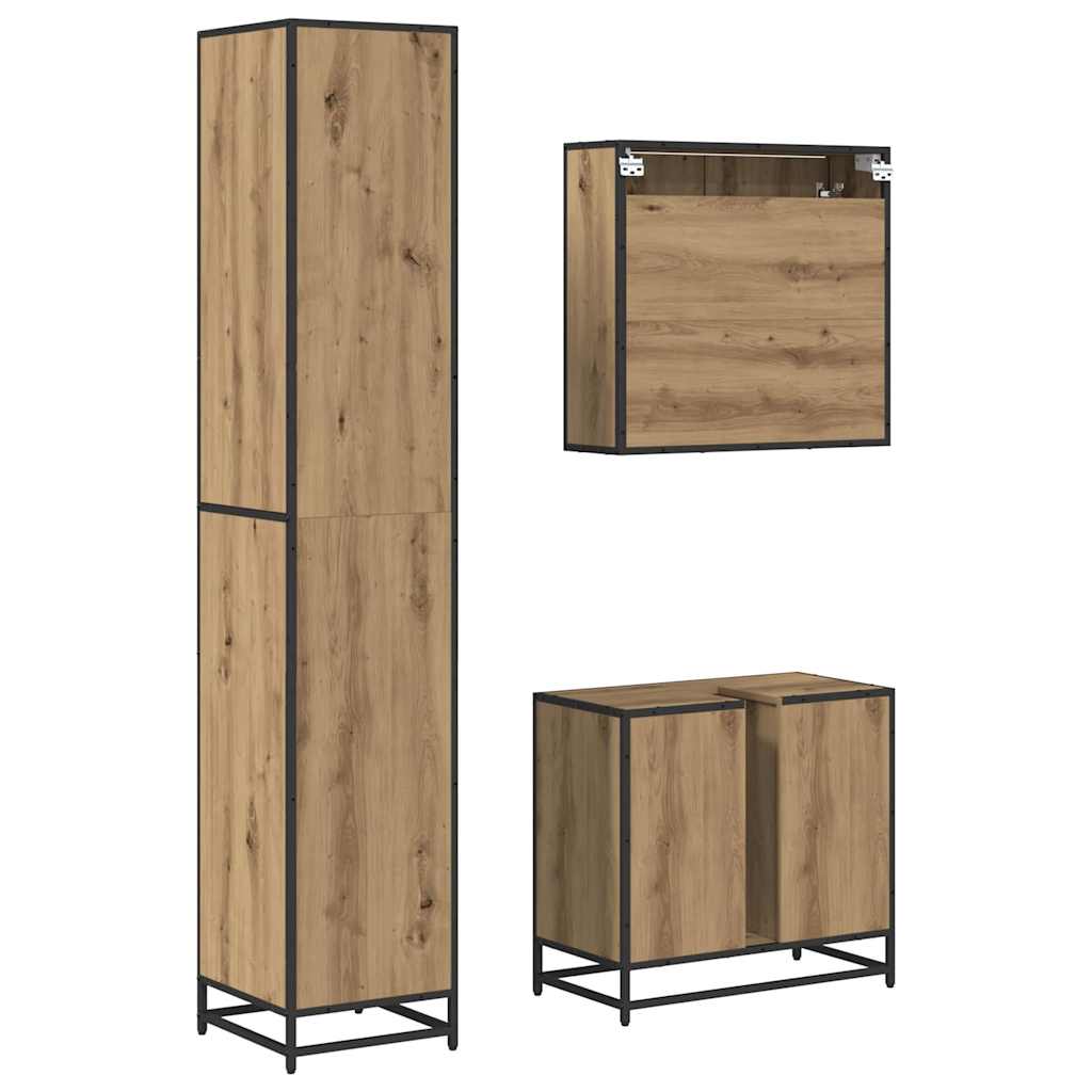 Badezimmermöbel-Set mit Regal 3 pcs Artisan-Eiche Holzwerkstoff