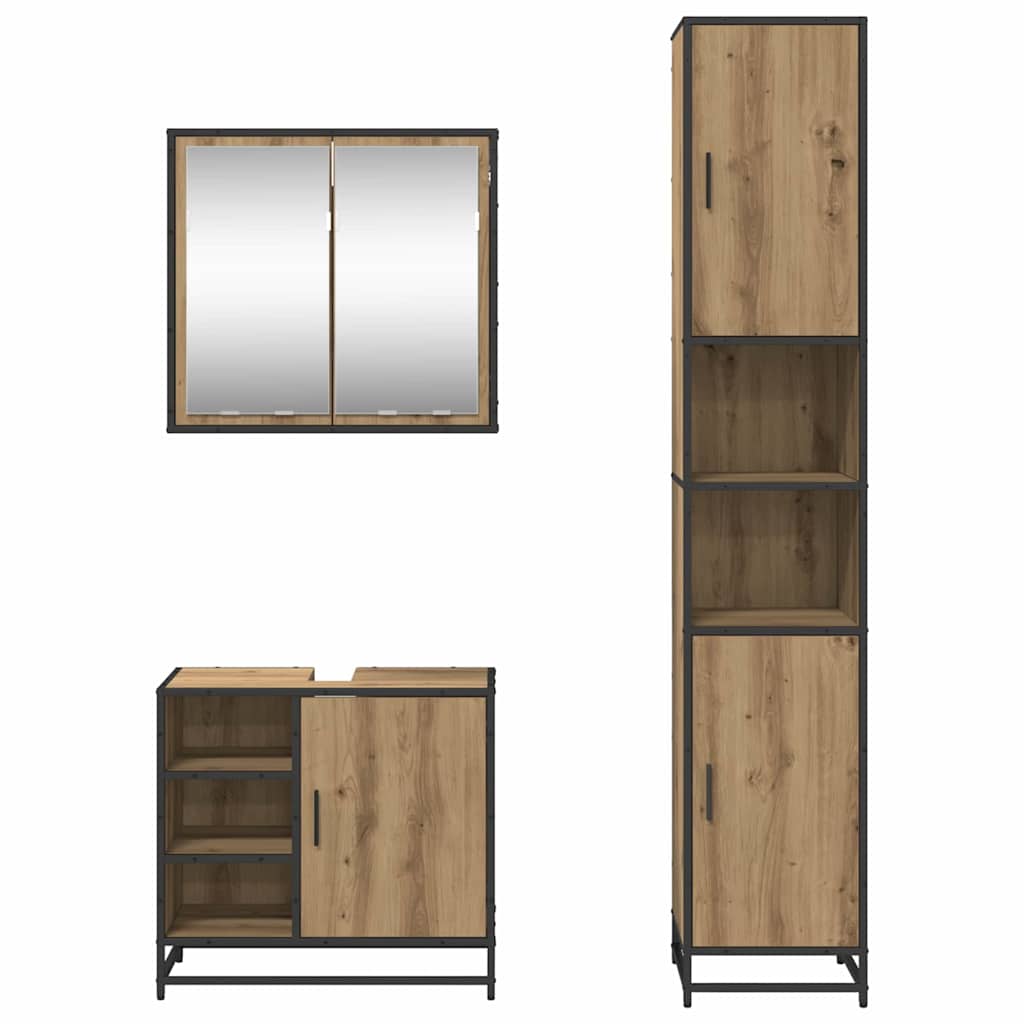 Badezimmermöbel-Set mit Regal 3 pcs Artisan-Eiche Holzwerkstoff