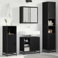 Badezimmermöbel-Set 3 pcs Schwarz Eichen-Optik Holzwerkstoff