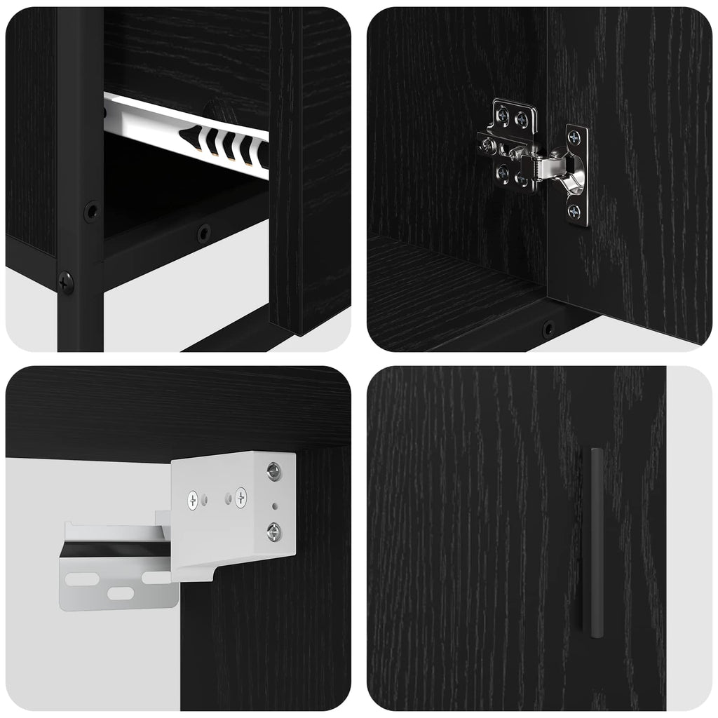 Badezimmermöbel-Set 3 pcs Schwarz Eichen-Optik Holzwerkstoff