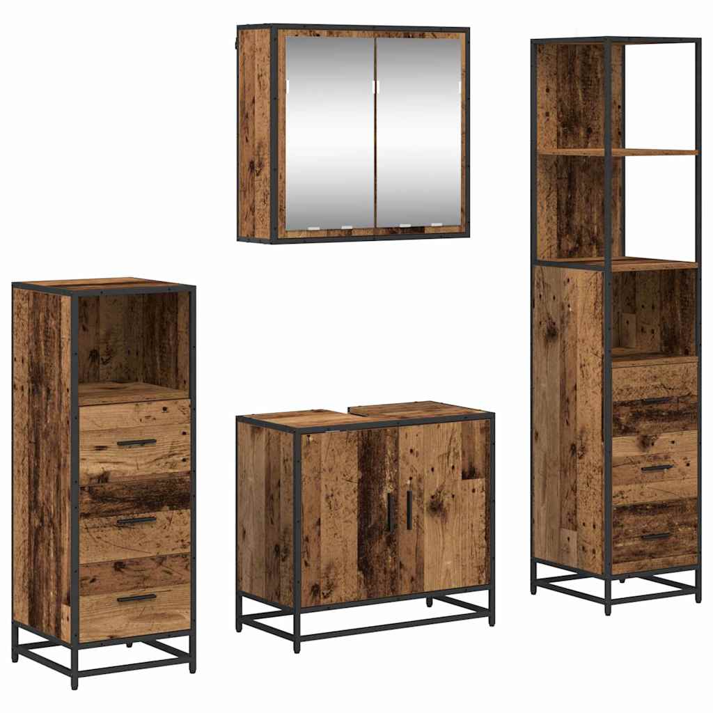 Badezimmermöbel-Set mit Schubladen 4 pcs Altholz Holzwerkstoff