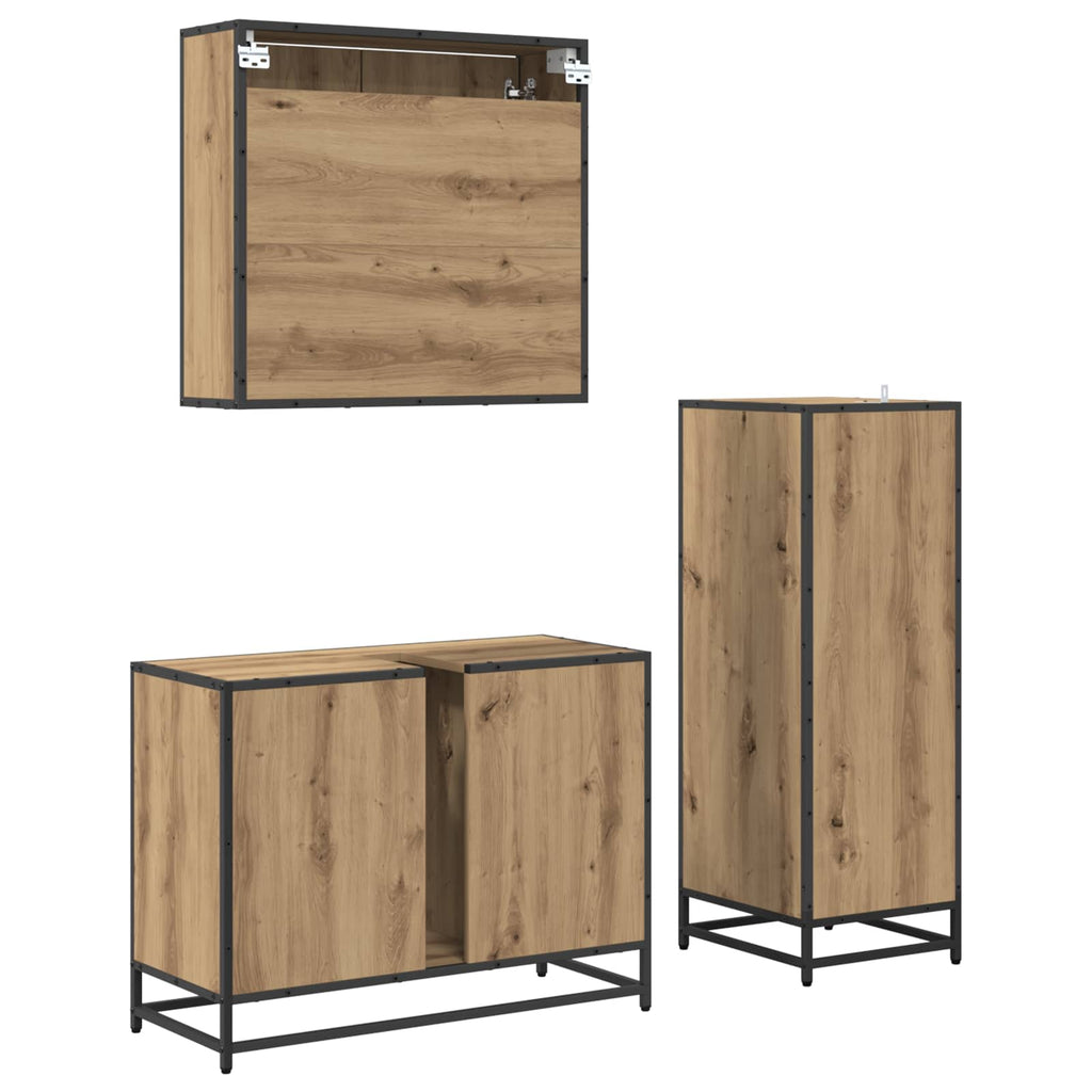 Badezimmermöbel-Set mit Regal 3 pcs Artisan-Eiche Holzwerkstoff