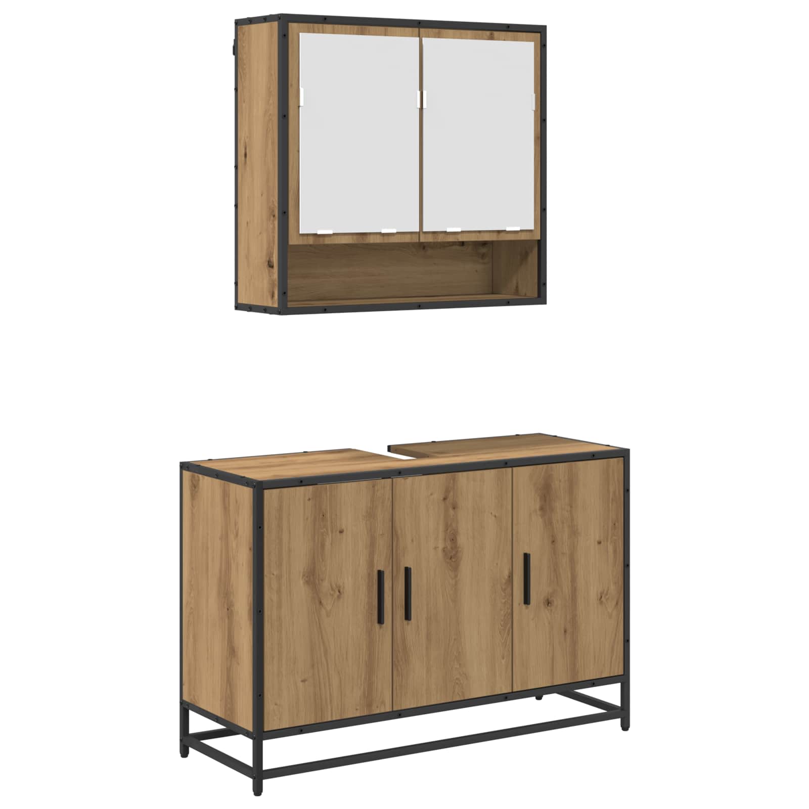 Badezimmermöbel-Set mit Regal 2 pcs Artisan-Eiche Holzwerkstoff