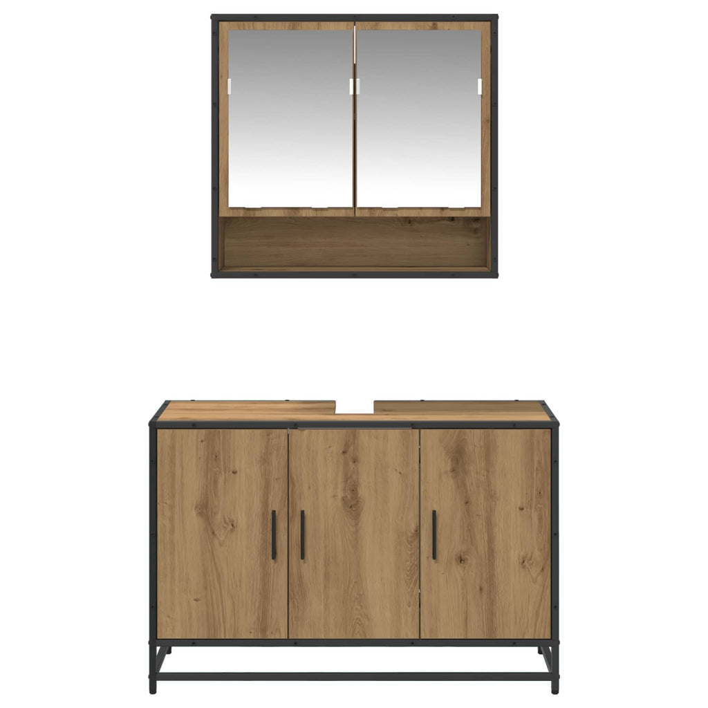 Badezimmermöbel-Set mit Regal 2 pcs Artisan-Eiche Holzwerkstoff