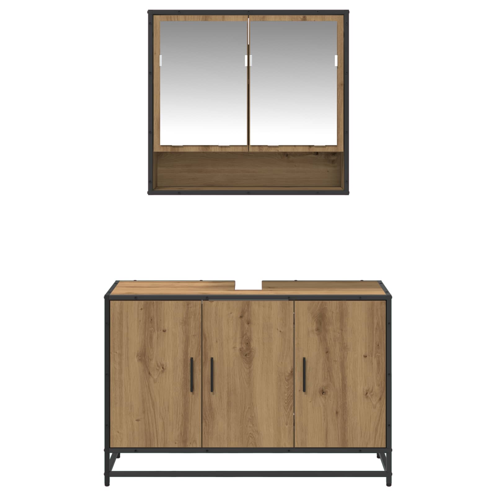 Badezimmermöbel-Set mit Regal 2 pcs Artisan-Eiche Holzwerkstoff