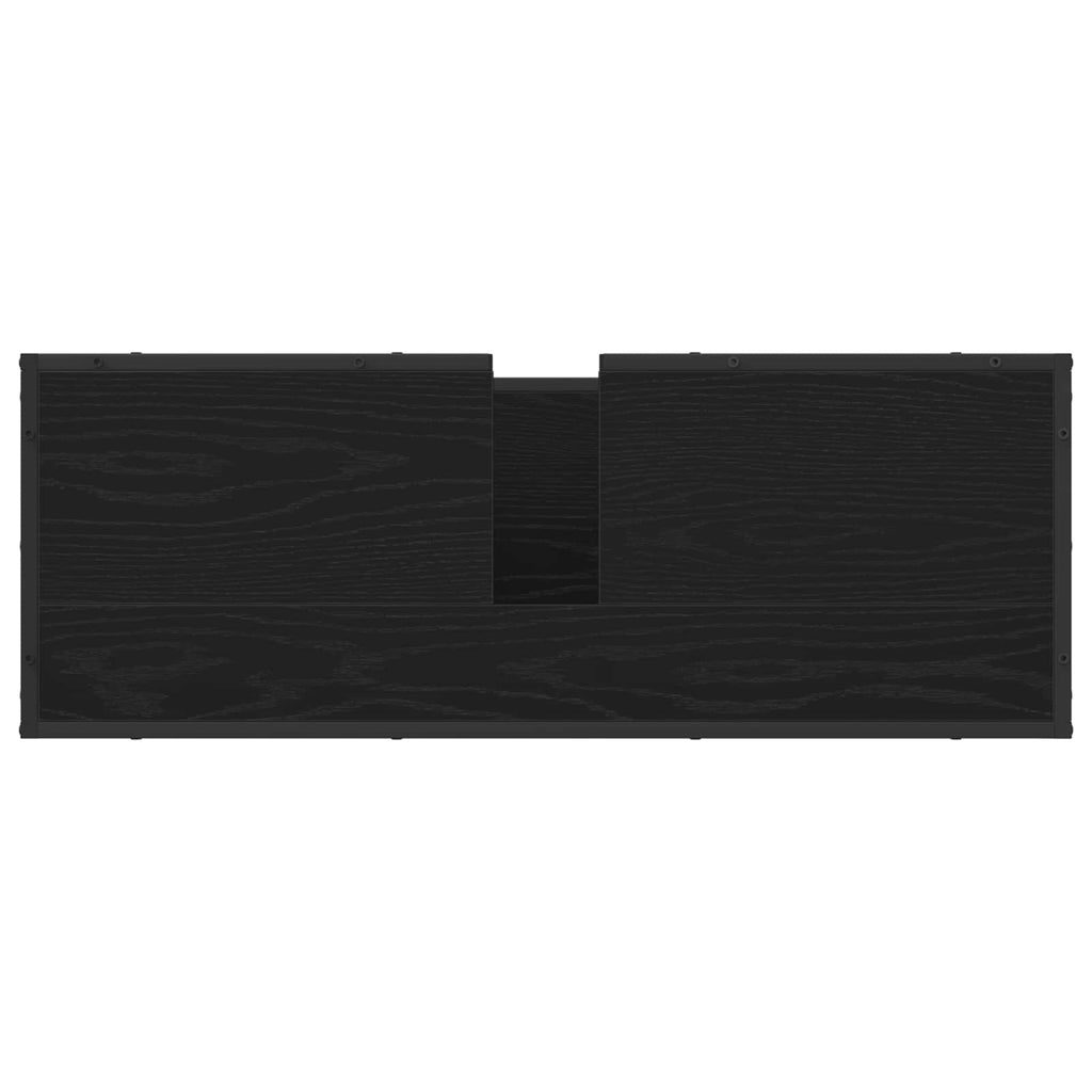 Badezimmermöbel-Set 2 pcs Schwarz Eichen-Optik Holzwerkstoff