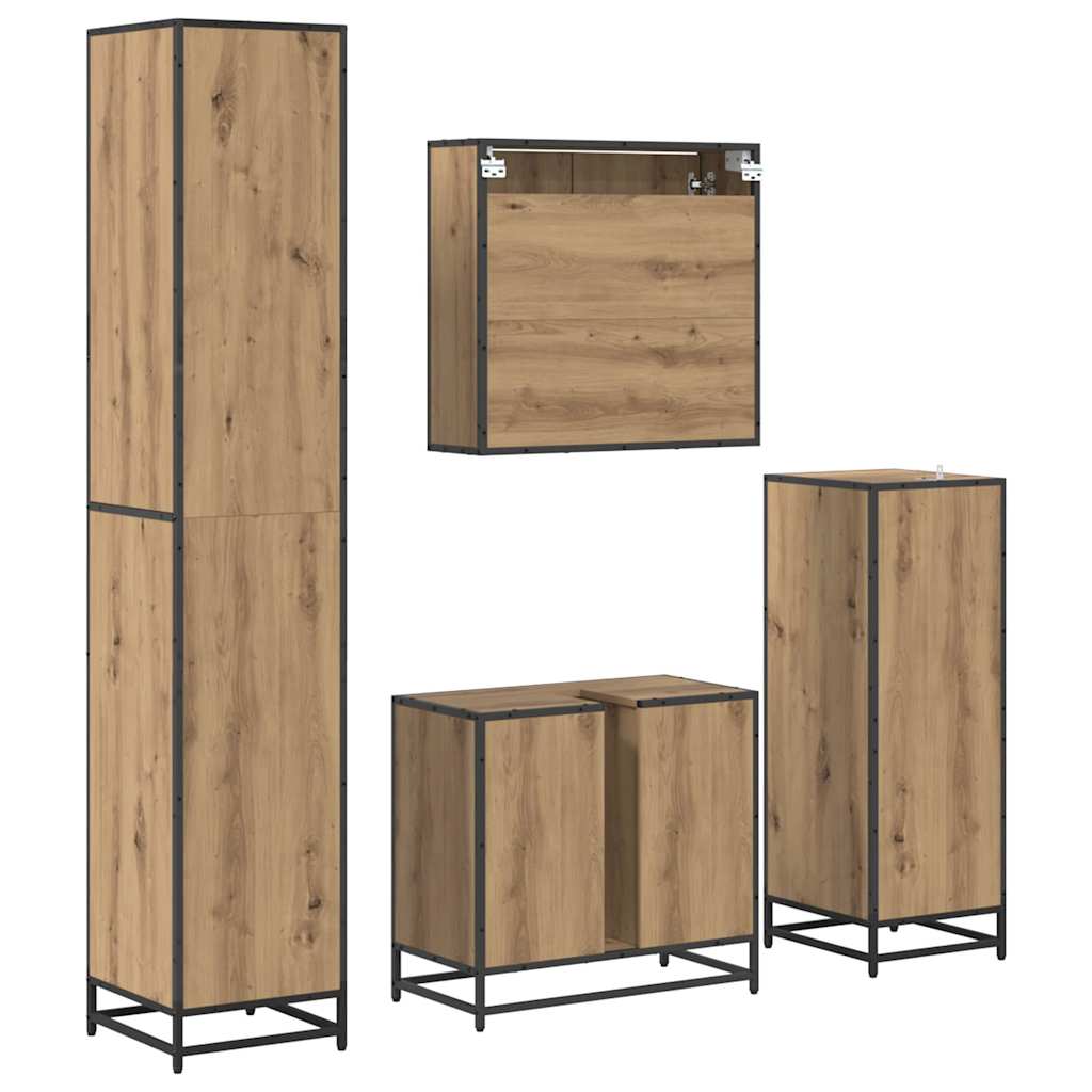 Badezimmermöbel-Set mit Regal 4 pcs Artisan-Eiche Holzwerkstoff