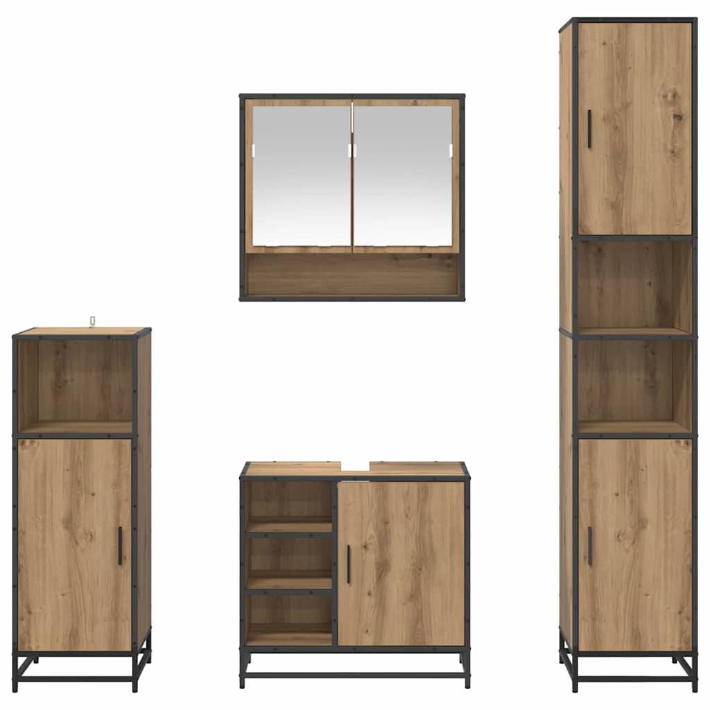 Badezimmermöbel-Set mit Regal 4 pcs Artisan-Eiche Holzwerkstoff