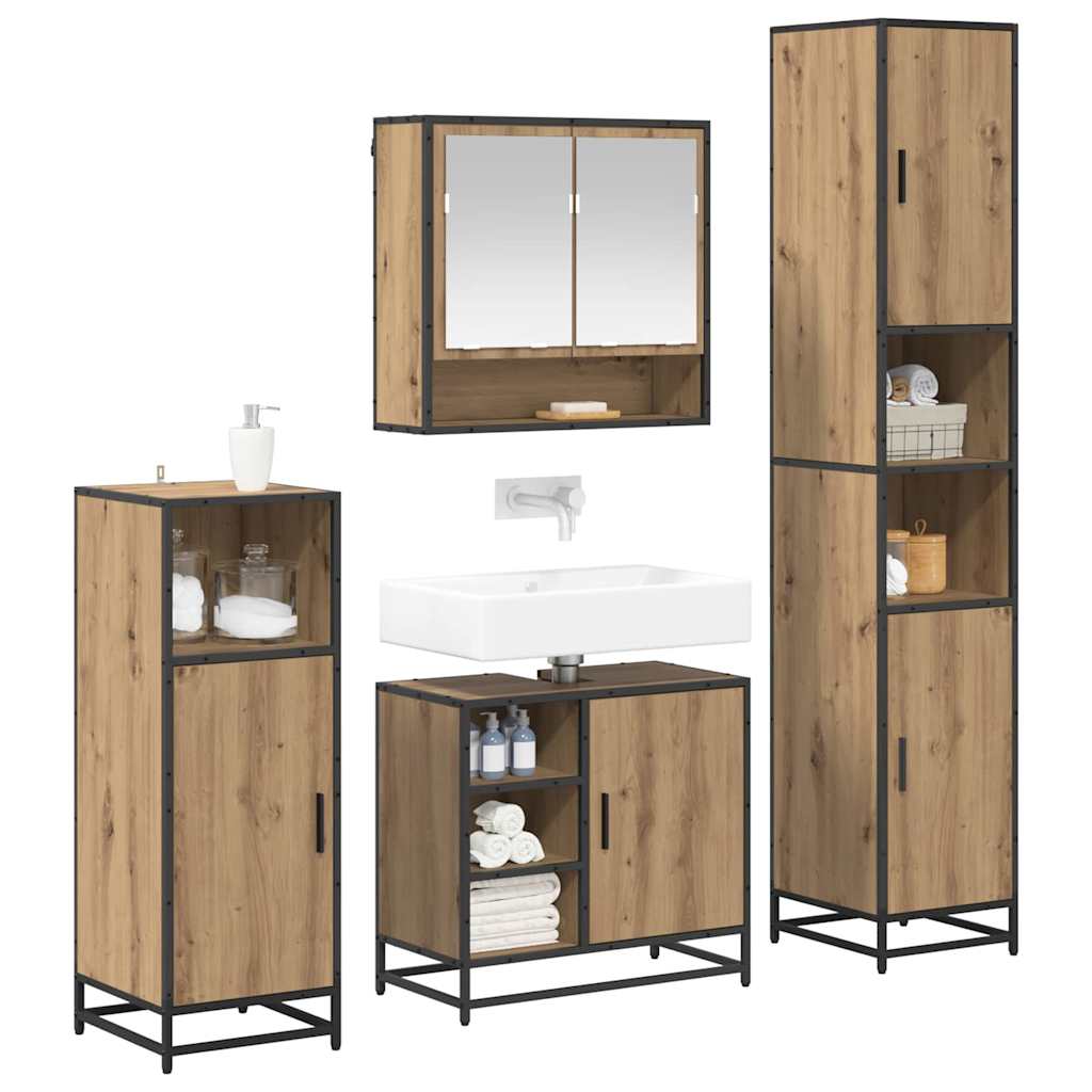 Badezimmermöbel-Set mit Regal 4 pcs Artisan-Eiche Holzwerkstoff