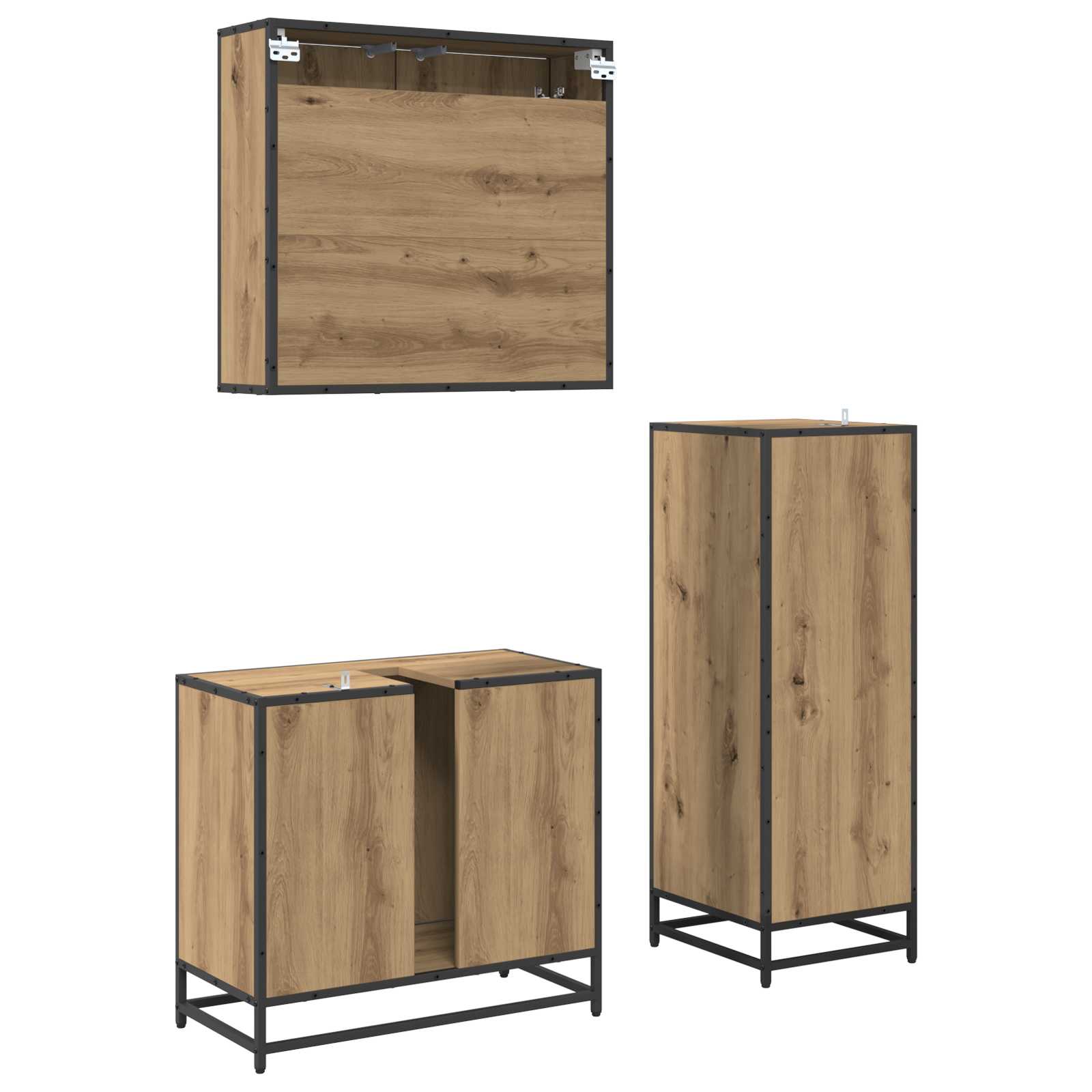 Badezimmermöbel-Set mit Regal 3 pcs Artisan-Eiche Holzwerkstoff