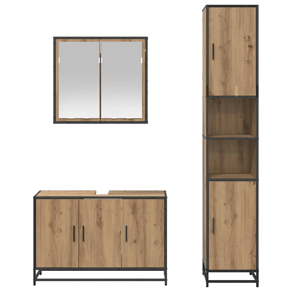 Badezimmermöbel-Set mit Regal 3 pcs Artisan-Eiche Holzwerkstoff