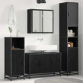 Badezimmermöbel-Set 3 pcs Schwarz Eichen-Optik Holzwerkstoff