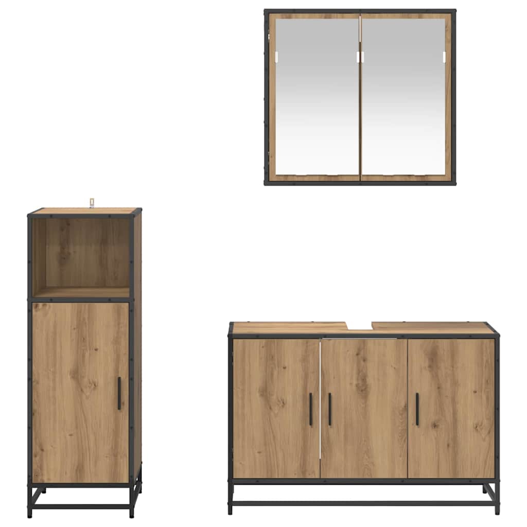 Badezimmermöbel-Set mit Regal 3 pcs Artisan-Eiche Holzwerkstoff