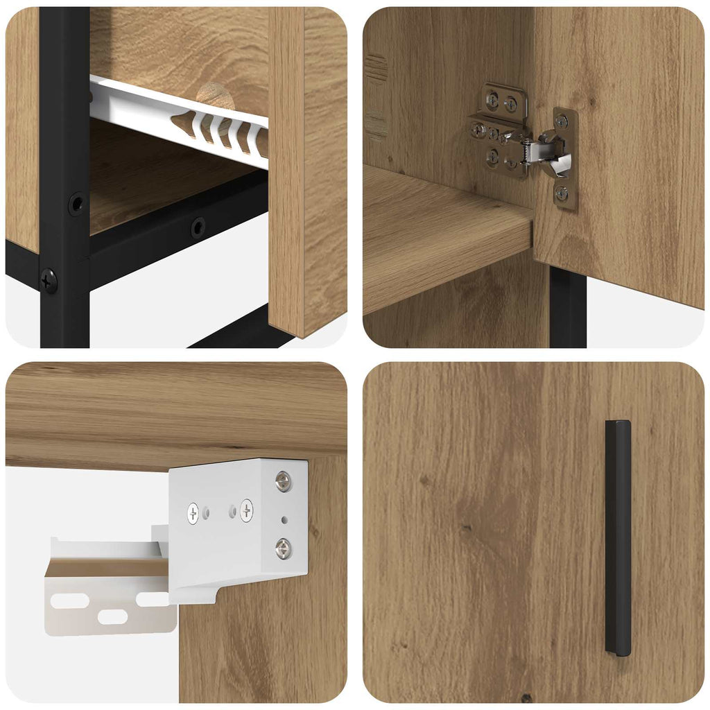 Badezimmermöbel-Set mit Regal 3 pcs Artisan-Eiche Holzwerkstoff