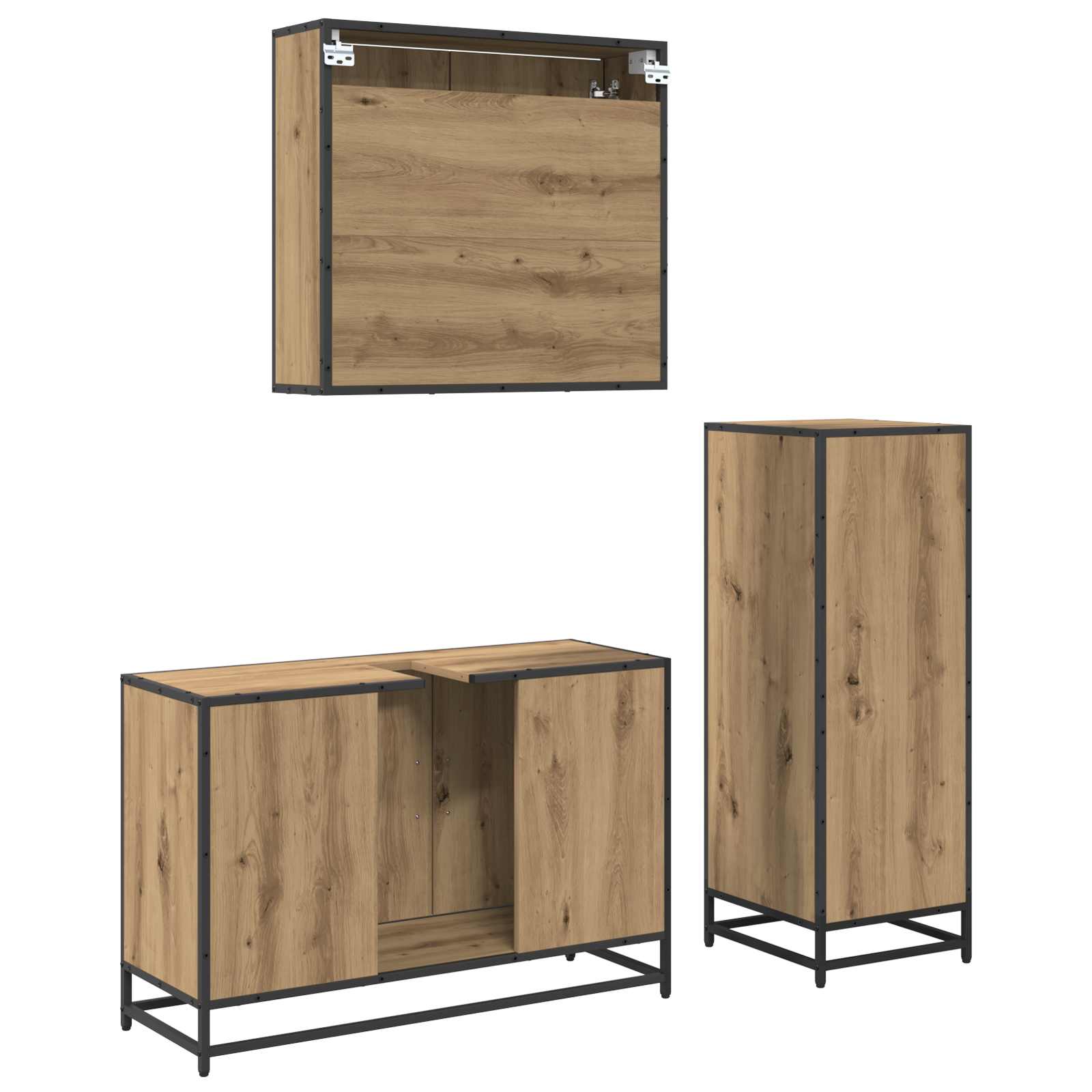 Badezimmermöbel-Set mit Regal 3 pcs Artisan-Eiche Holzwerkstoff
