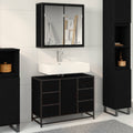 Badezimmermöbel-Set 2 pcs Schwarz Eichen-Optik Holzwerkstoff