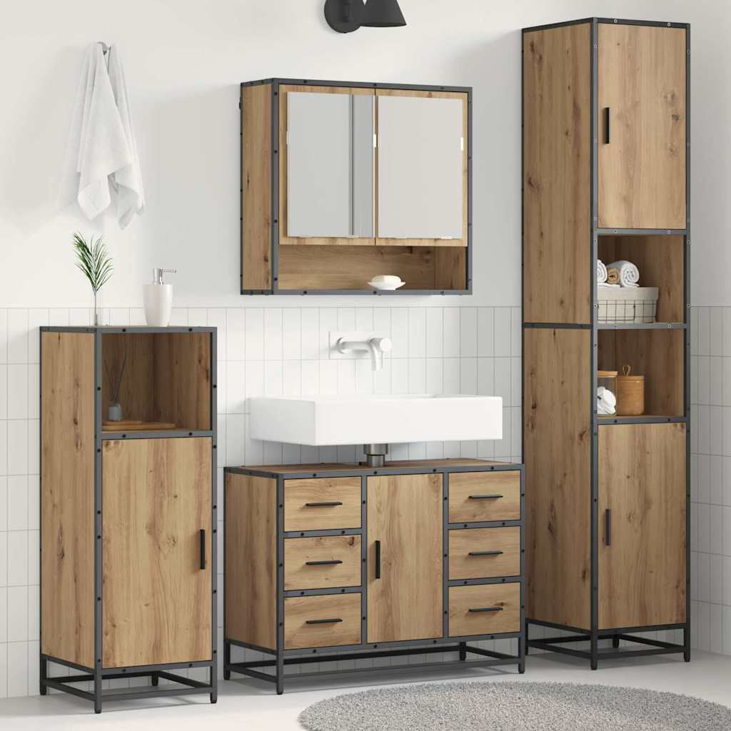 Badezimmermöbel-Set mit Regal 4 pcs Artisan-Eiche Holzwerkstoff