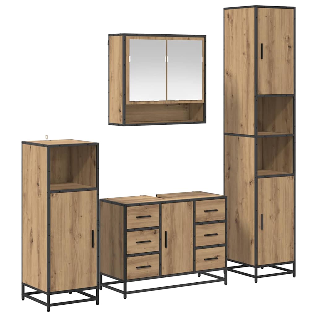 Badezimmermöbel-Set mit Regal 4 pcs Artisan-Eiche Holzwerkstoff