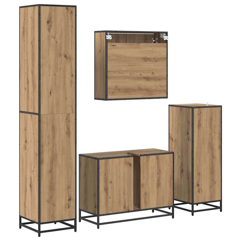 Badezimmermöbel-Set mit Regal 4 pcs Artisan-Eiche Holzwerkstoff