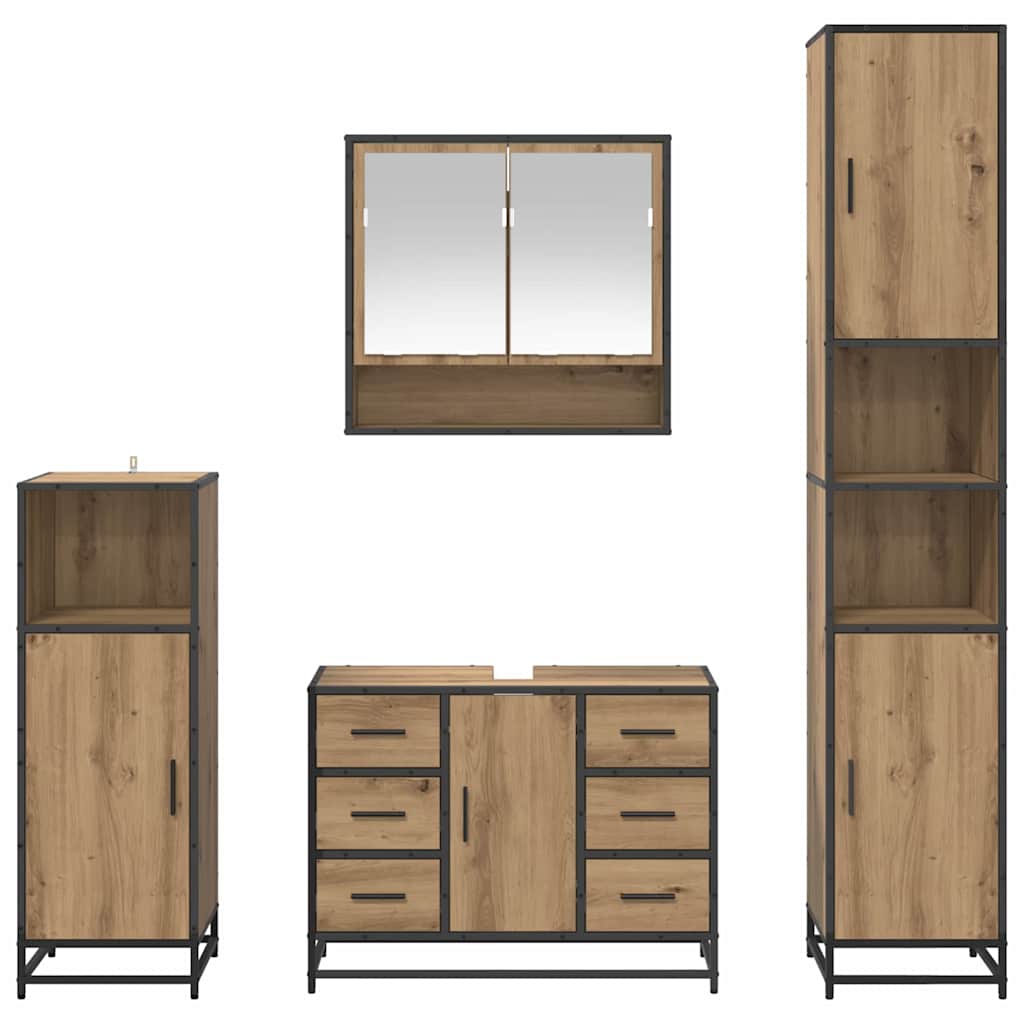 Badezimmermöbel-Set mit Regal 4 pcs Artisan-Eiche Holzwerkstoff