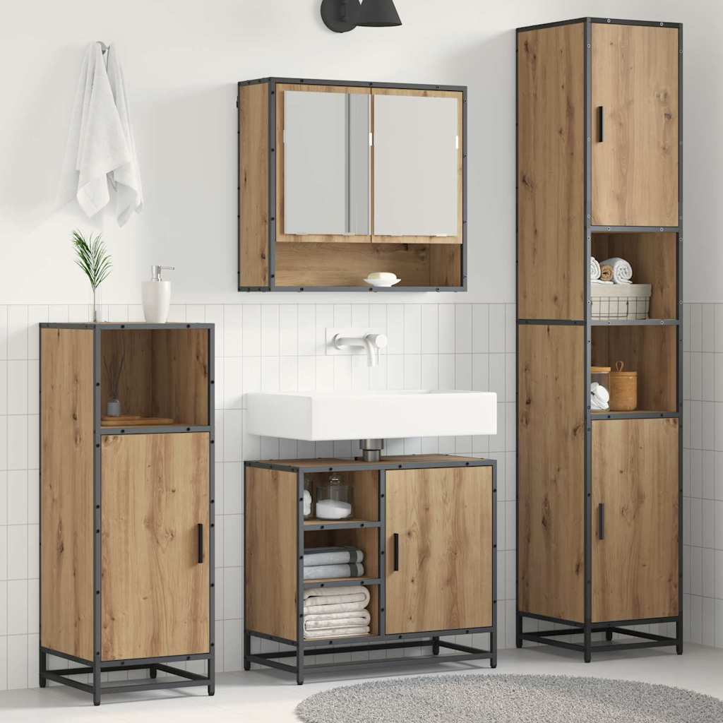 Badezimmermöbel-Set mit Regal 3 pcs Artisan-Eiche Holzwerkstoff