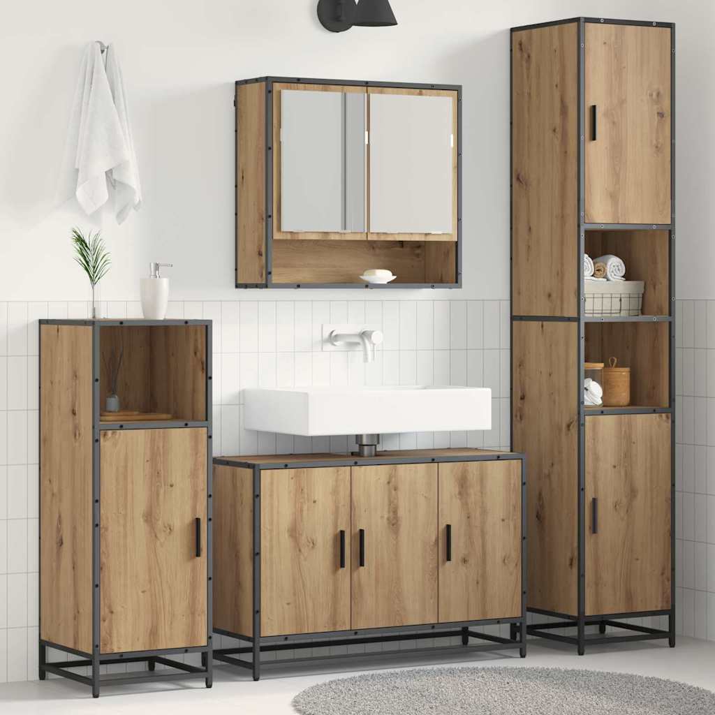 Badezimmermöbel-Set mit Regal 4 pcs Artisan-Eiche Holzwerkstoff