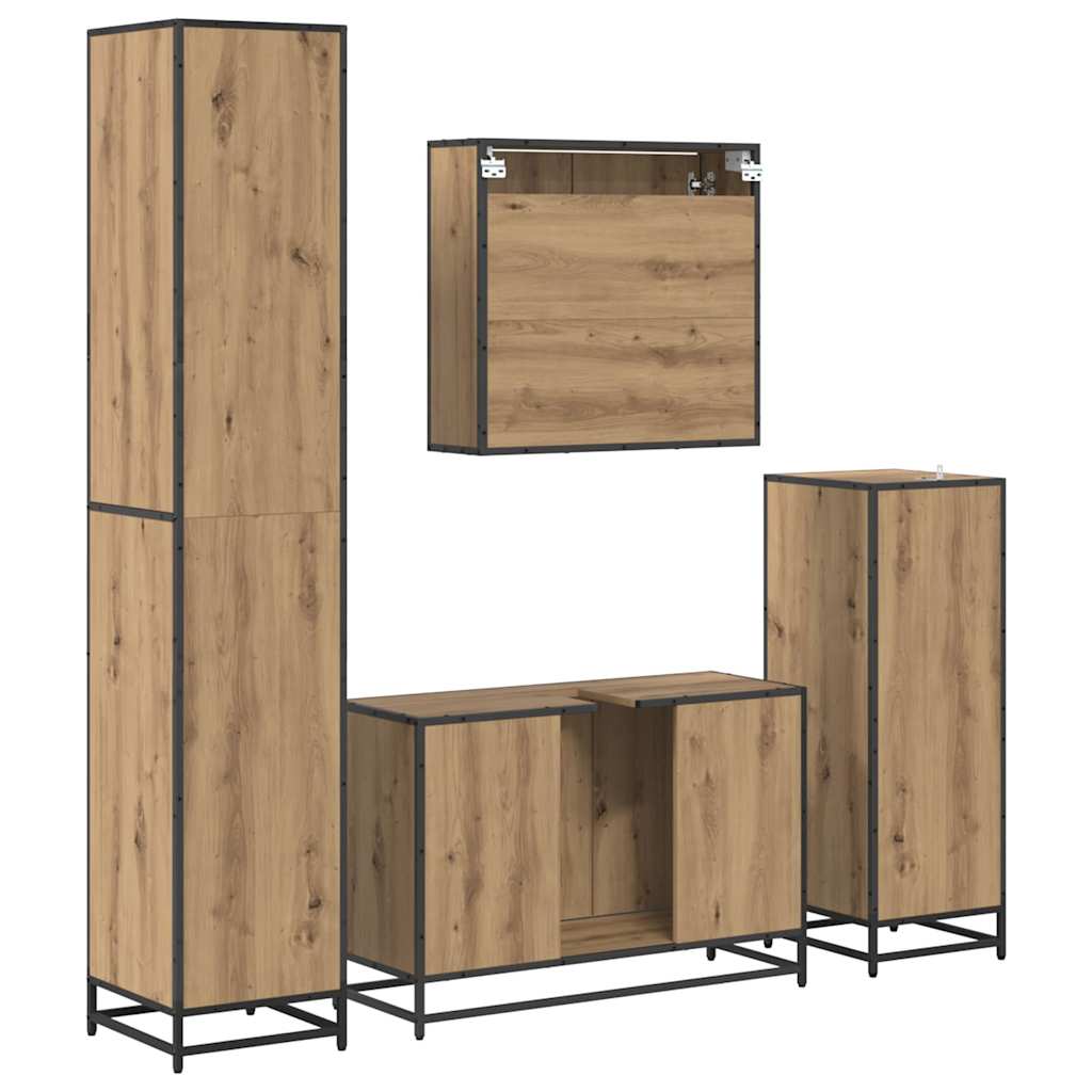 Badezimmermöbel-Set mit Regal 4 pcs Artisan-Eiche Holzwerkstoff