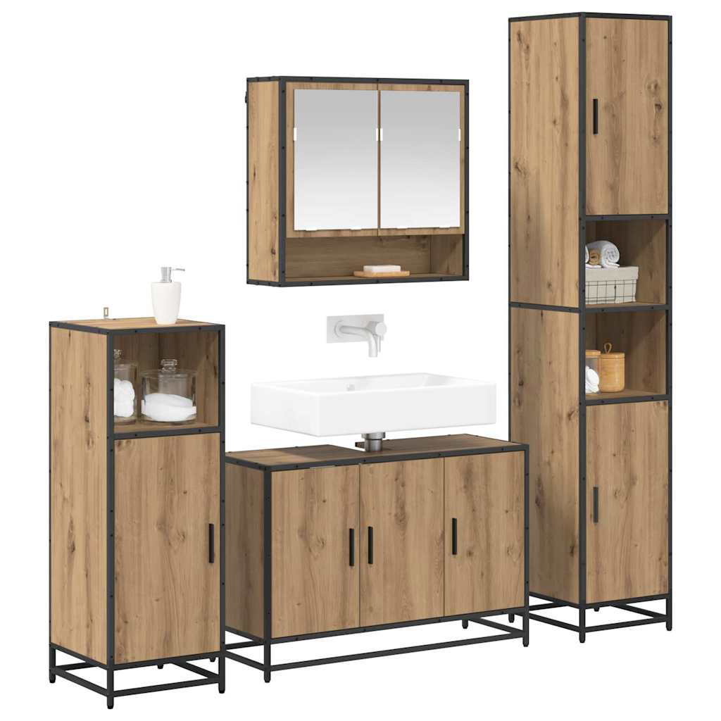 Badezimmermöbel-Set mit Regal 4 pcs Artisan-Eiche Holzwerkstoff