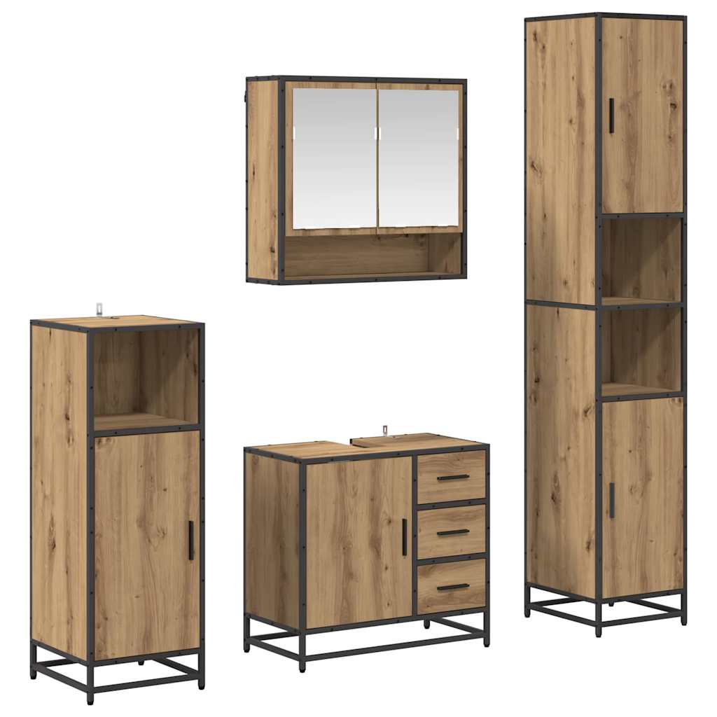 Badezimmermöbel-Set mit Regal 4 pcs Artisan-Eiche Holzwerkstoff