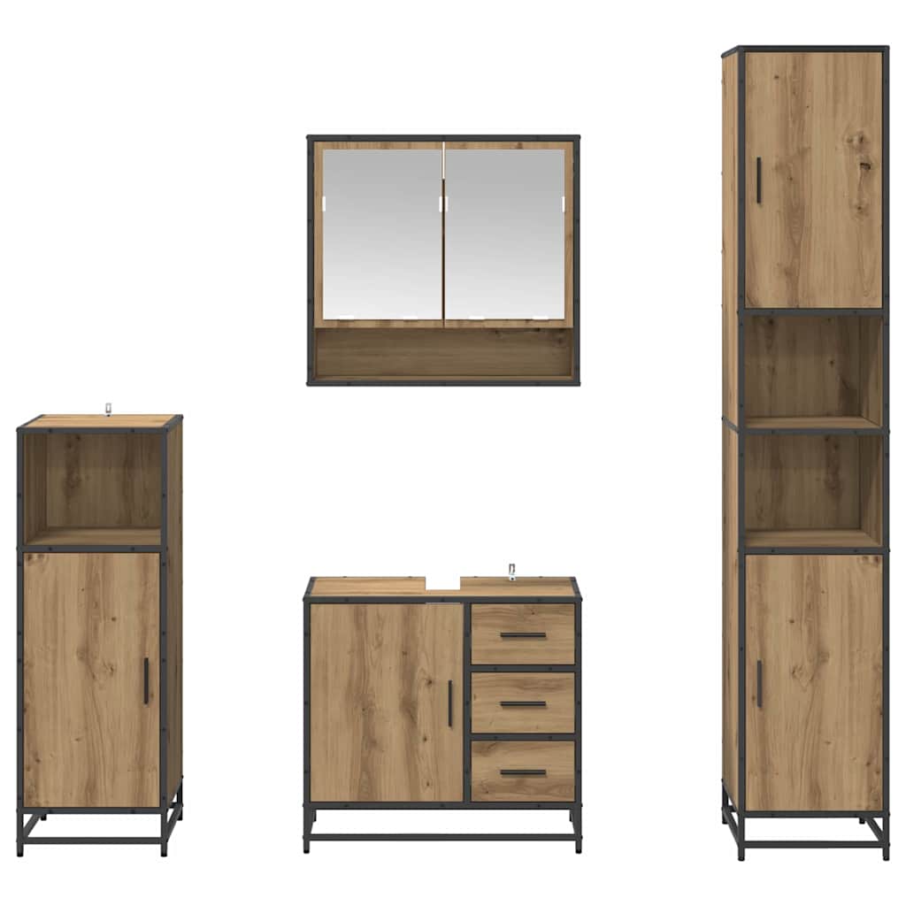 Badezimmermöbel-Set mit Regal 4 pcs Artisan-Eiche Holzwerkstoff
