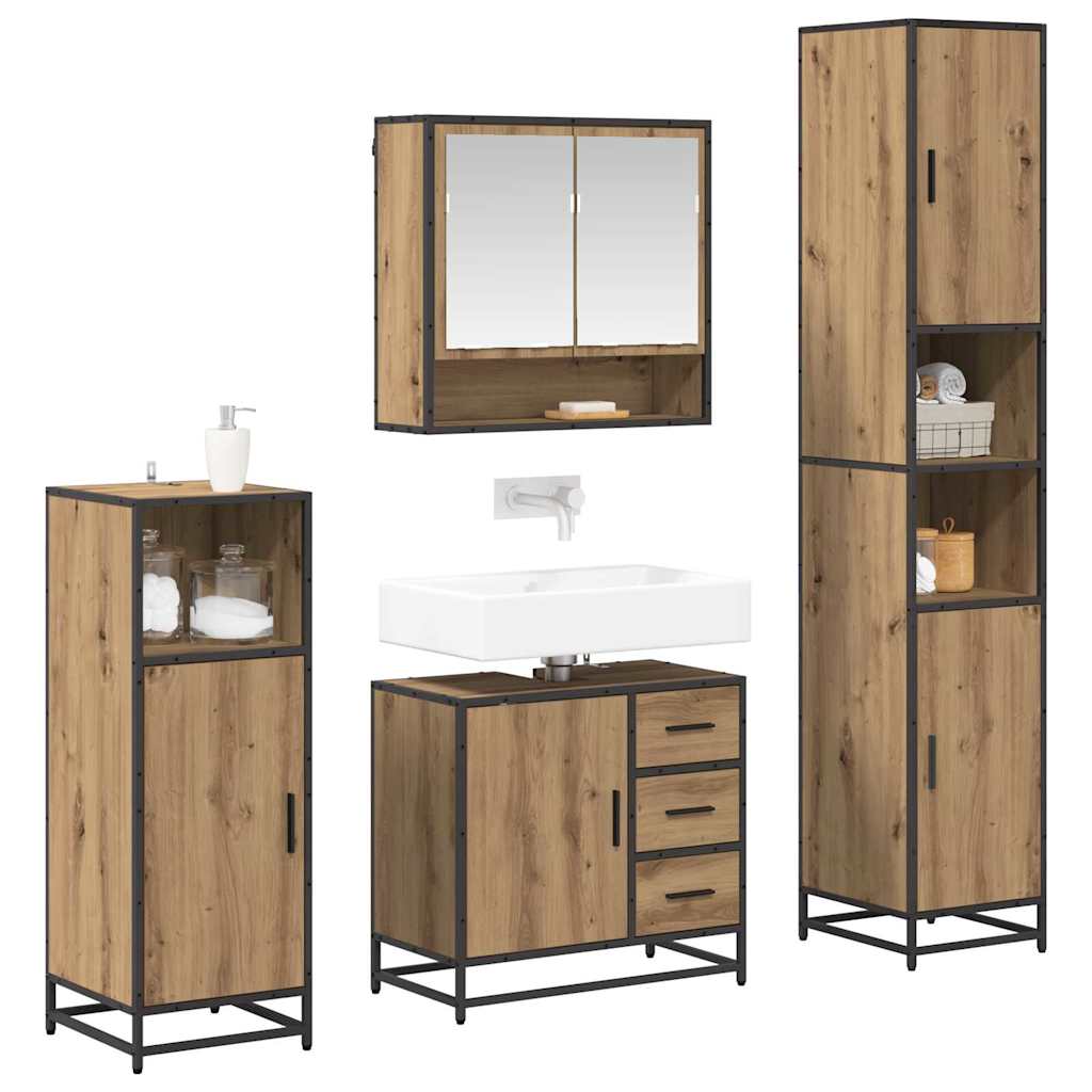 Badezimmermöbel-Set mit Regal 4 pcs Artisan-Eiche Holzwerkstoff