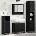 Badezimmermöbel-Set 4 pcs Schwarz Eichen-Optik Holzwerkstoff
