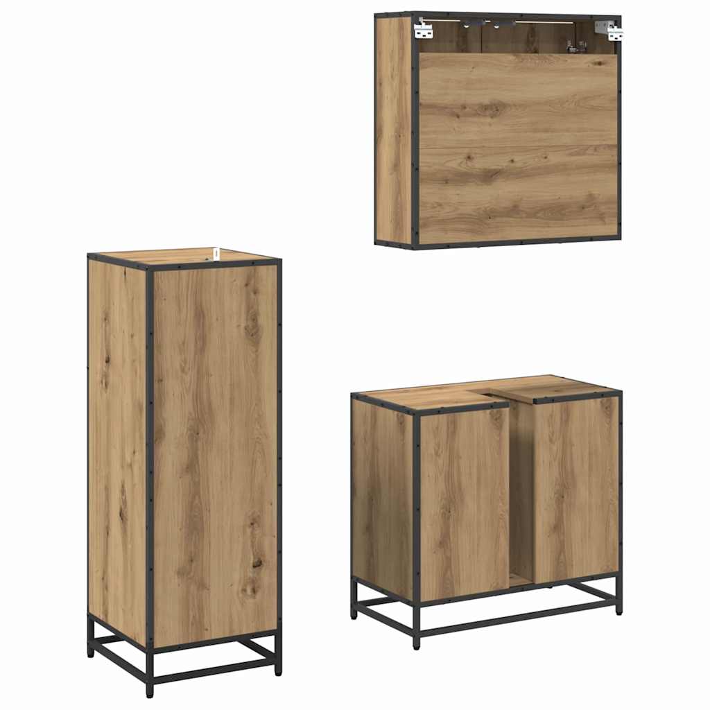 Badezimmermöbel-Set mit Regal 3 pcs Artisan-Eiche Holzwerkstoff