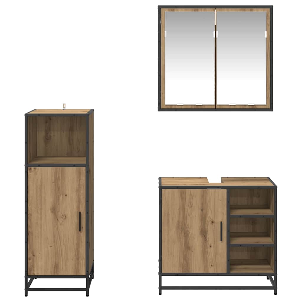 Badezimmermöbel-Set mit Regal 3 pcs Artisan-Eiche Holzwerkstoff